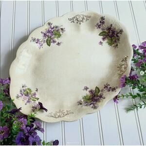 Vintage Oval Ironstone Platter Violet Transfers Gold Details Imperial China